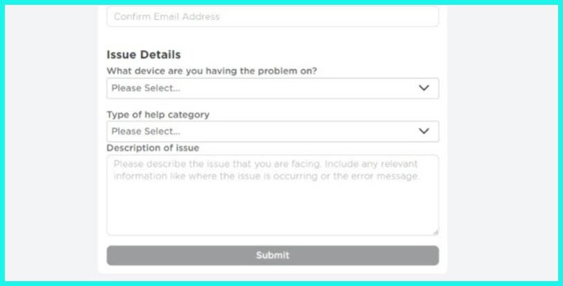 Заполните форму и опишите свою проблему, чтобы вернуть roblox.